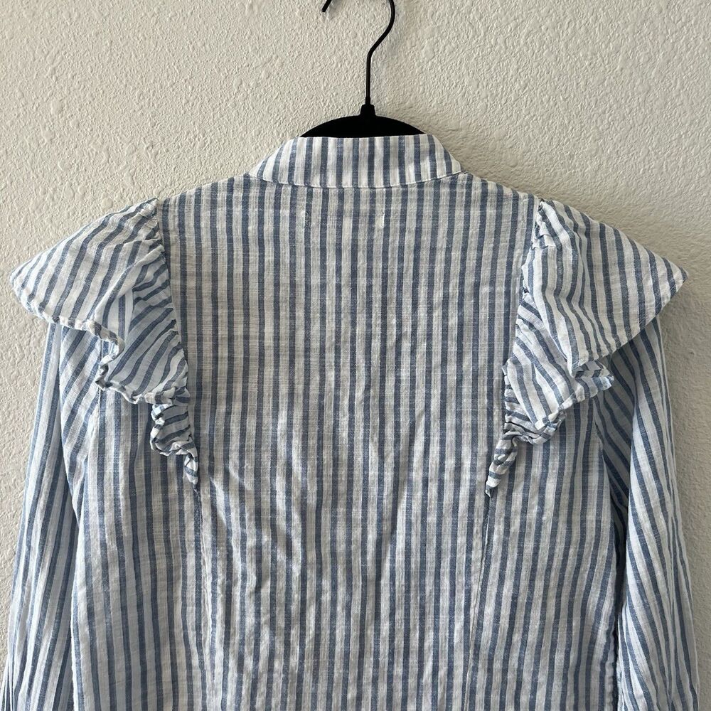Rebecca Minkoff Blouse Women's XS Ciera Ruffle Top Striped Button Up Victorian - Picture 10 of 15
